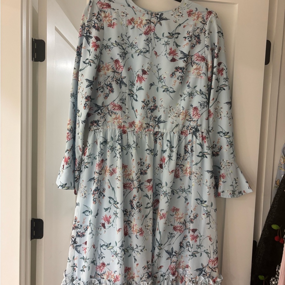 Floral women Dress in floral Blue and Pink